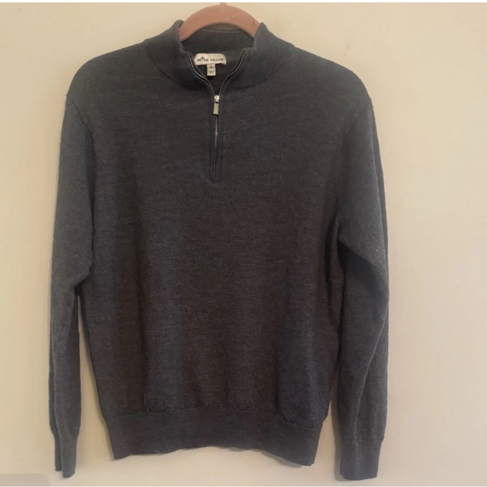 Peter Millar Merino Wool 1/4 Zip Pullover Sweater gray Men’s XL (Fits L)